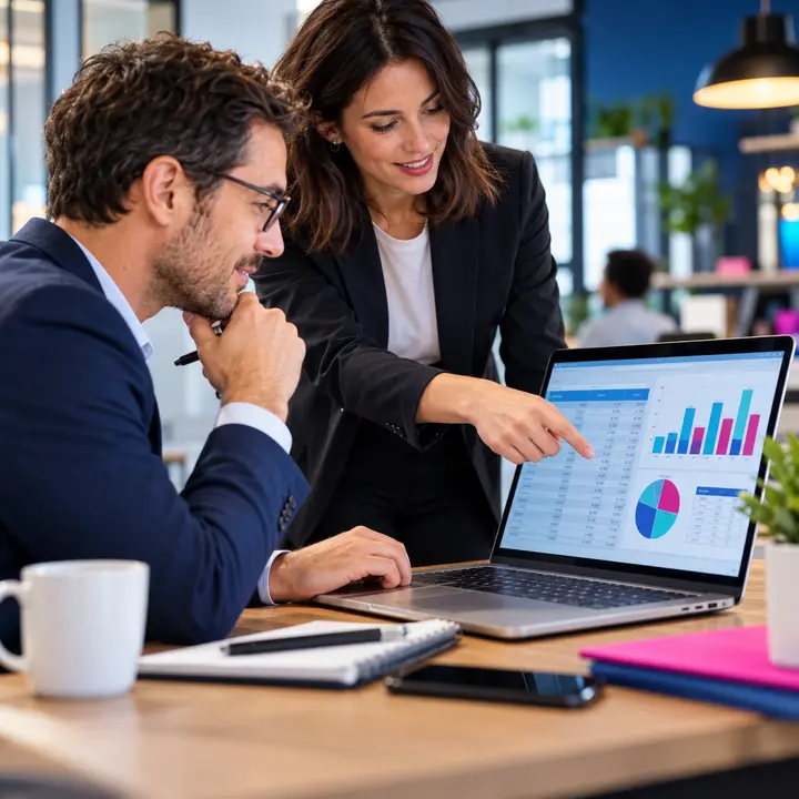 Professionnels travaillant avec des outils bureautiques